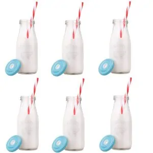 glass milk bottles tops and straws