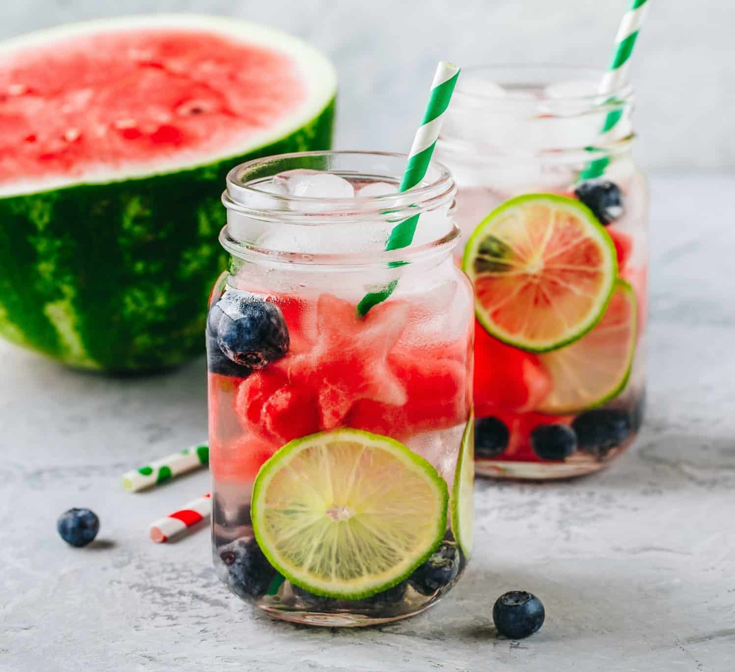 watermelon blueberry lime infused water