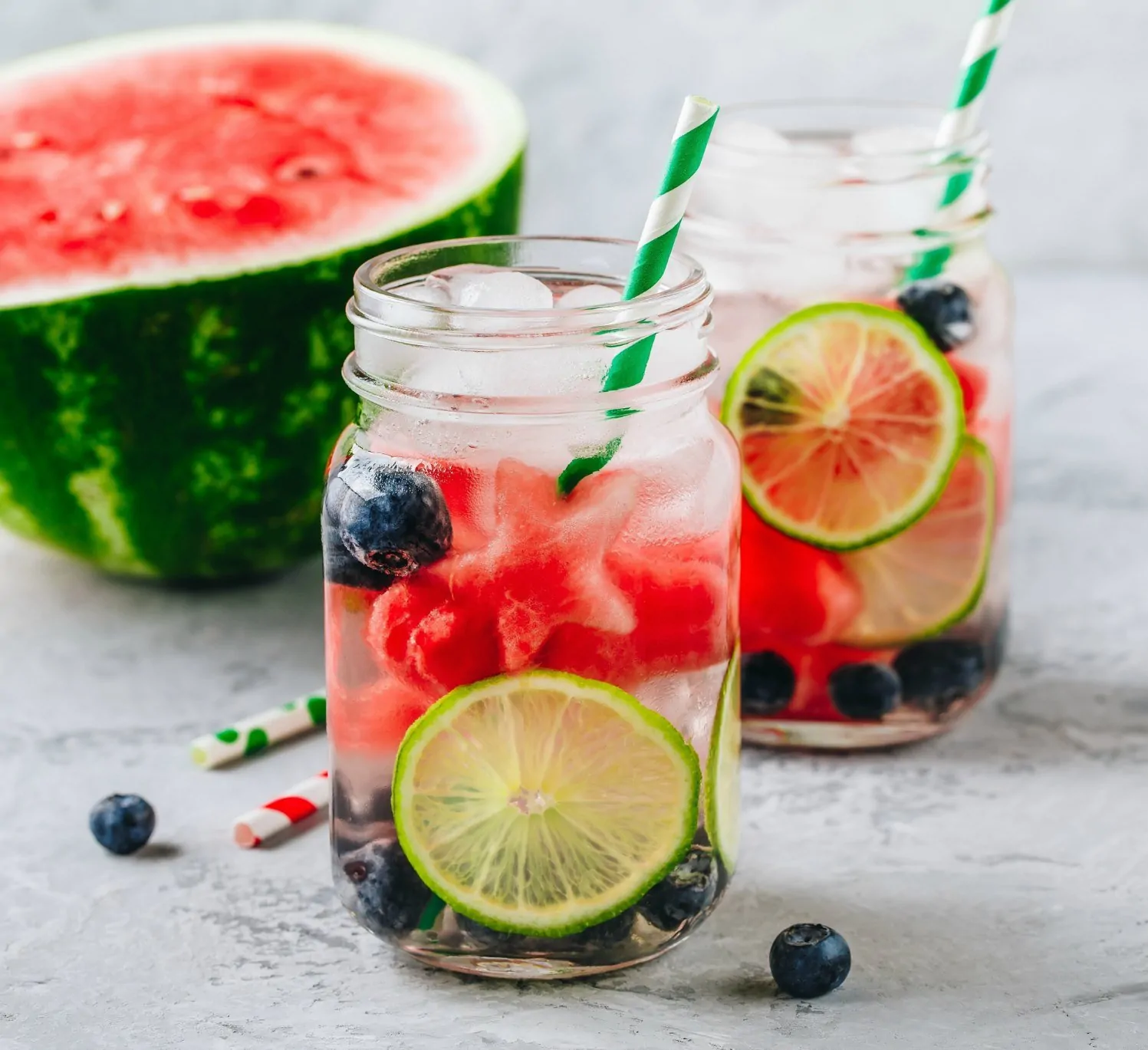 watermelon blueberry lime infused water