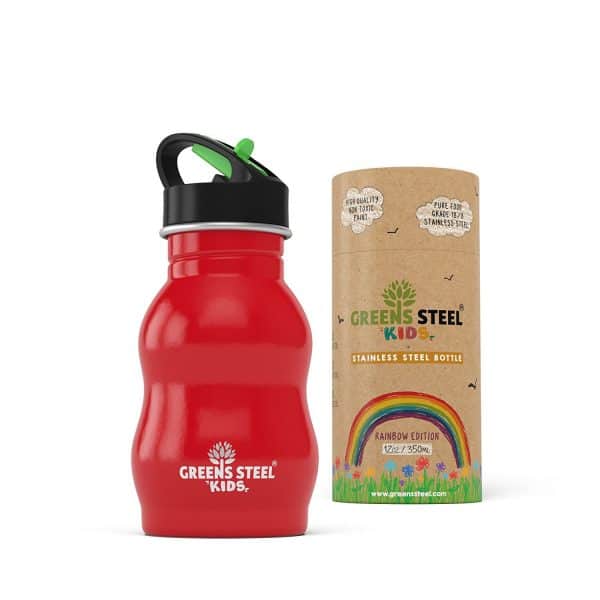 greens steel kids water bottle