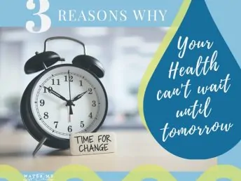 Clock on table with sign that says time for change.