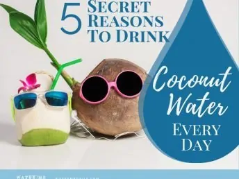 2 coconuts with sunglasses on and secret reasons to drink coconut water