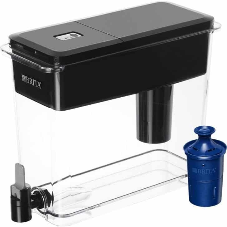 Brita ultramax water filter dispenser in black with 1 longlast filter.