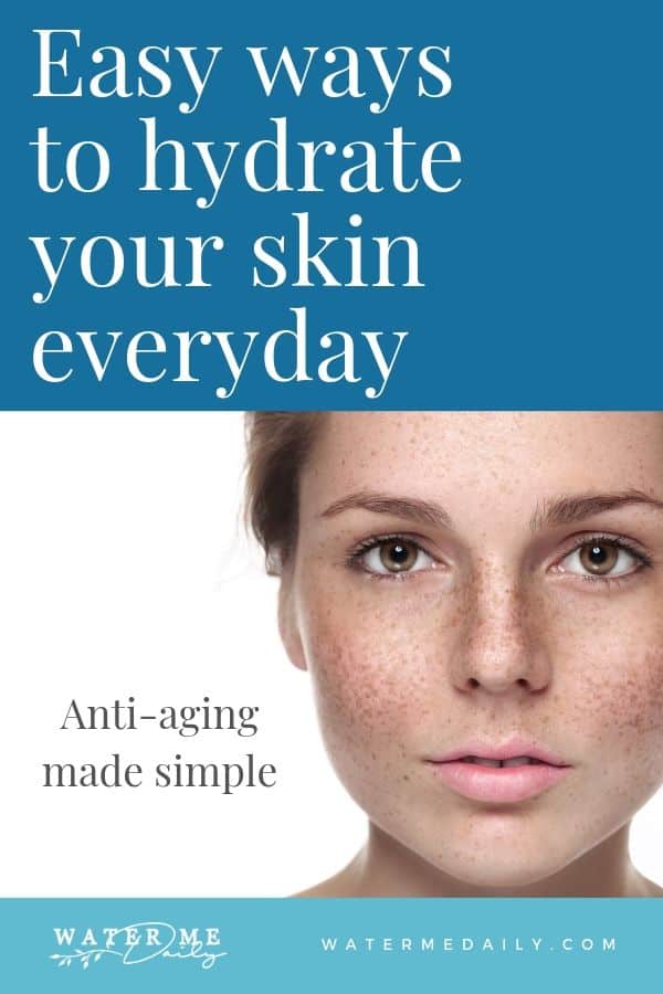 Young woman's face with freckles promoting healthy skin.